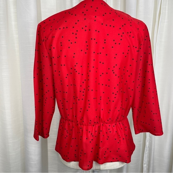 Vintage long sleeve peplum square dots blouse - Picture 5 of 8